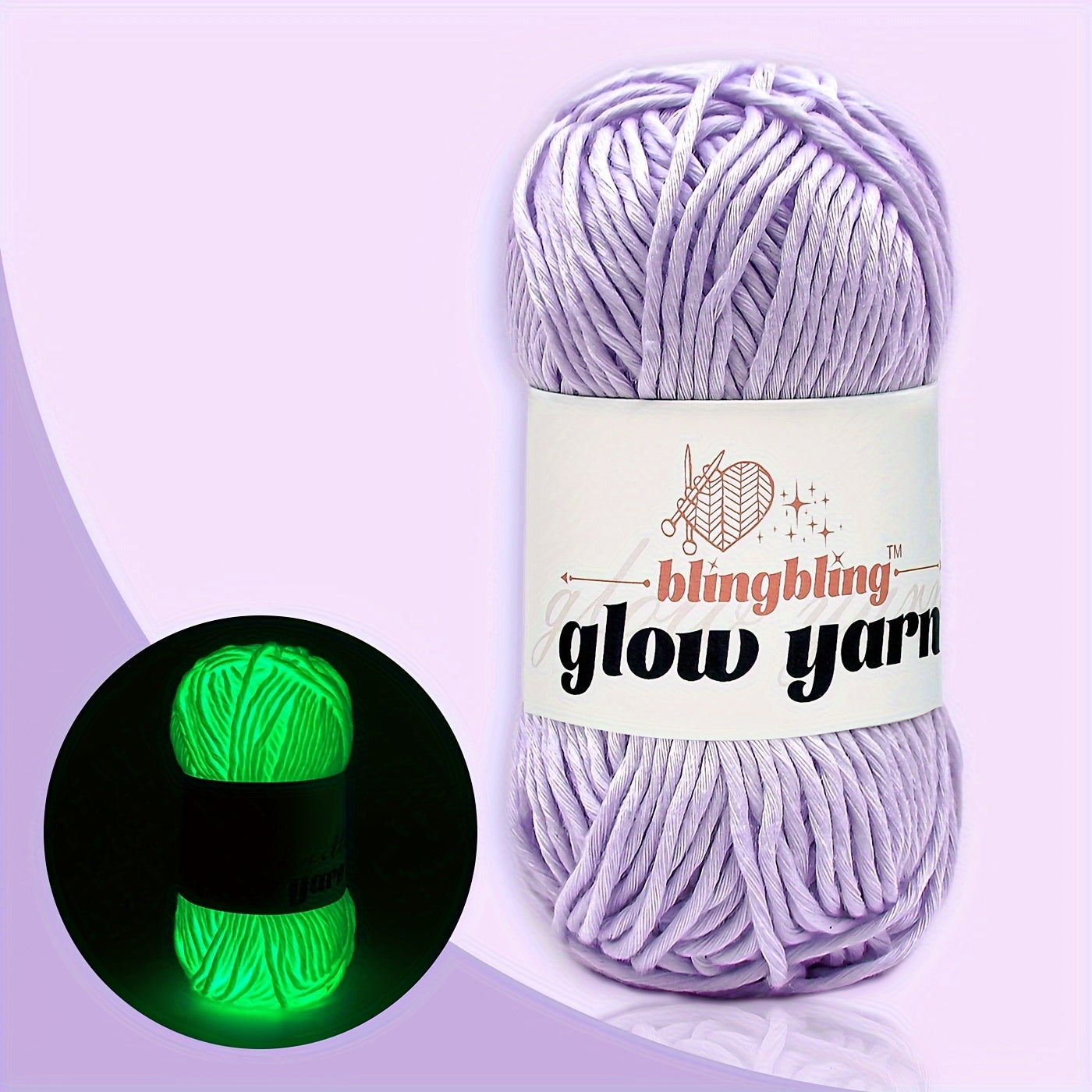 Glow-in-the-Dark Polyester Yarn - 50.29 meter, 1.76oz Skein for DIY Crafts, Knitting & Crochet Projects - Available in Ginger, Peach, Light Aqua, Grey, White, Fluorescent Yellow, Teal, Yellow - Variante