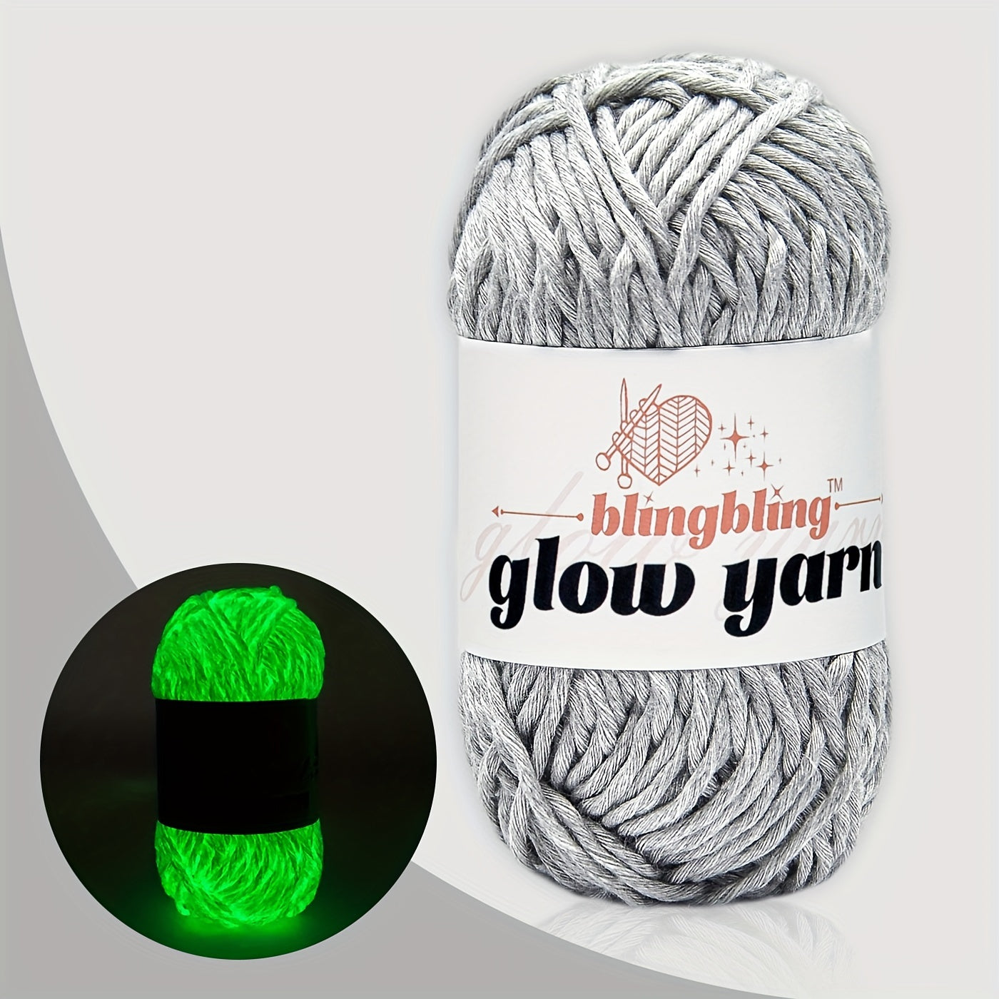 Glow-in-the-Dark Polyester Yarn - 50.29 meter, 1.76oz Skein for DIY Crafts, Knitting & Crochet Projects - Available in Ginger, Peach, Light Aqua, Grey, White, Fluorescent Yellow, Teal, Yellow - Variante