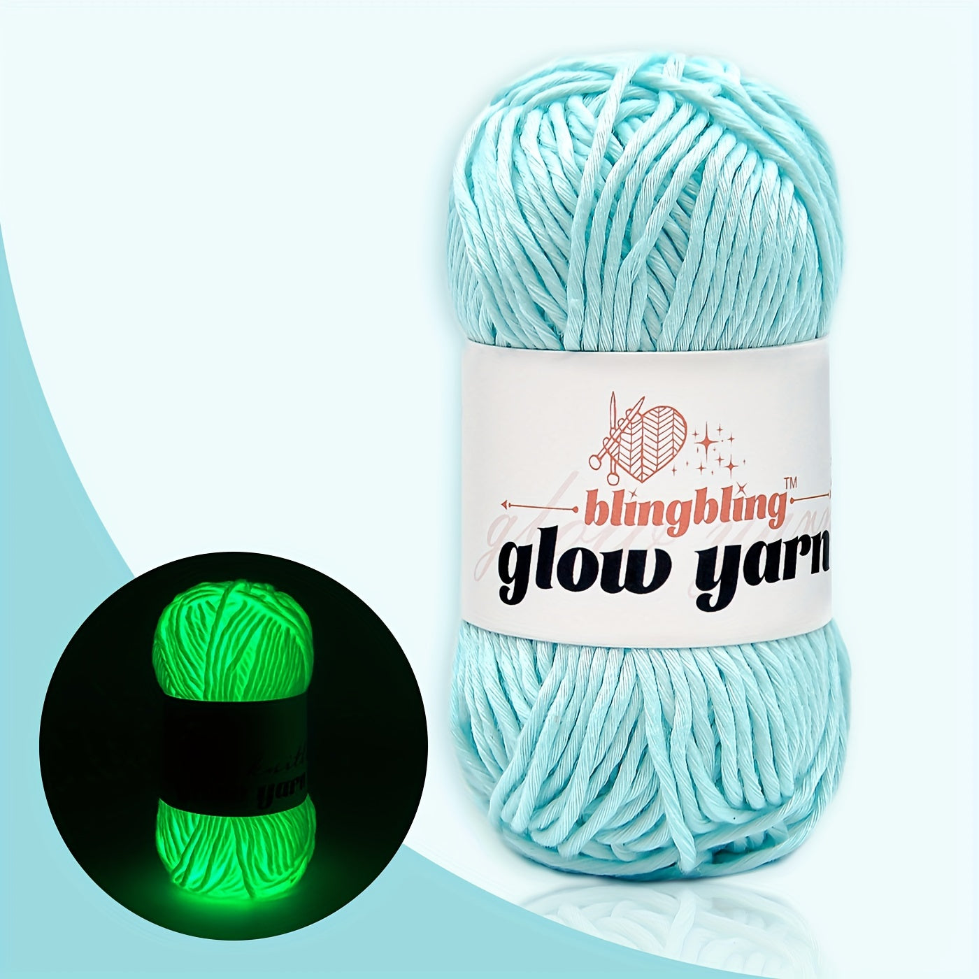 Glow-in-the-Dark Polyester Yarn - 50.29 meter, 1.76oz Skein for DIY Crafts, Knitting & Crochet Projects - Available in Ginger, Peach, Light Aqua, Grey, White, Fluorescent Yellow, Teal, Yellow - Variante