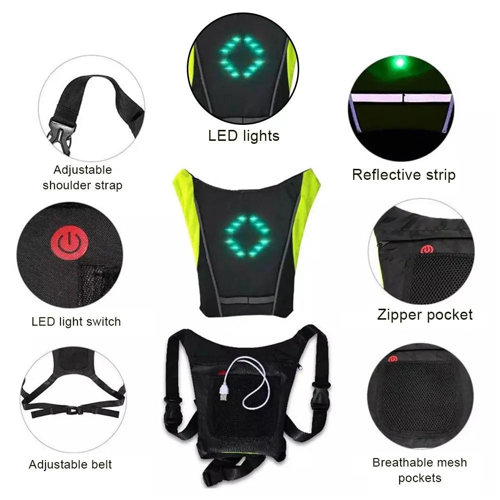 Gilet de Cyclisme avec Signal LED Sans Fil pour une Visibilité Optimale