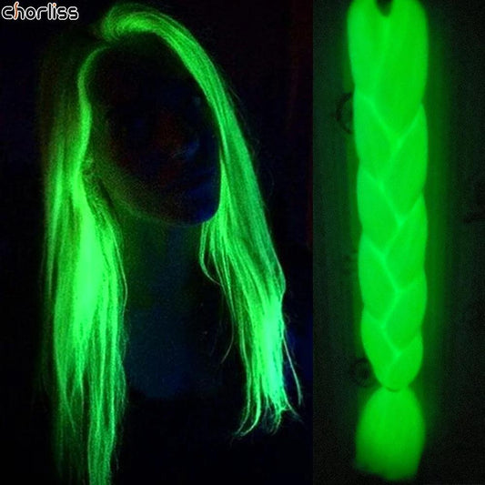 Extensions de Cheveux Fluorescents Verts - Brillance dans l'Obscurité