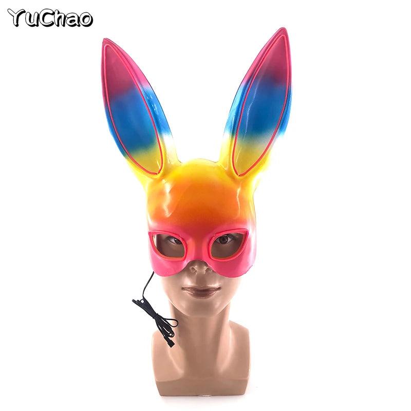 Masque de Fête Lumineux en Forme de Lapin - Accessoire de Mode Fluo Idéal pour Soirées à Thème