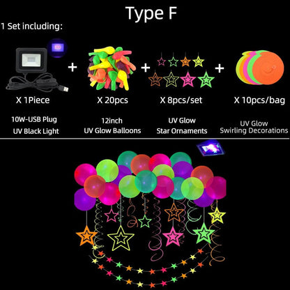 Ballons Réactifs UV pour Fêtes Fluorescentes - Variante