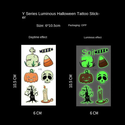 Tatouages Temporaires Halloween 3D Phosphorescents