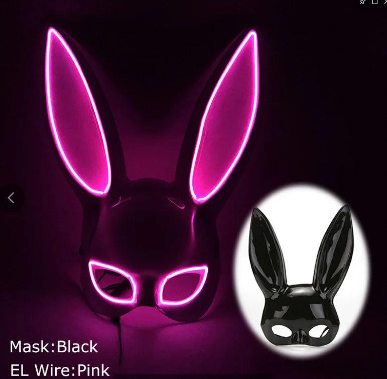 Masque de Fête Lumineux en Forme de Lapin - Accessoire de Mode Fluo Idéal pour Soirées à Thème - Variante