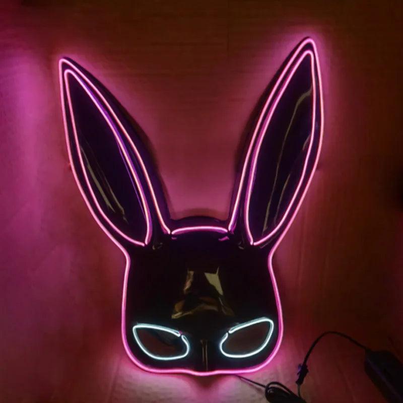 Masque de Fête Lumineux en Forme de Lapin - Accessoire de Mode Fluo Idéal pour Soirées à Thème