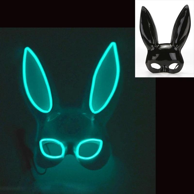 Masque de Fête Lumineux en Forme de Lapin - Accessoire de Mode Fluo Idéal pour Soirées à Thème - Variante