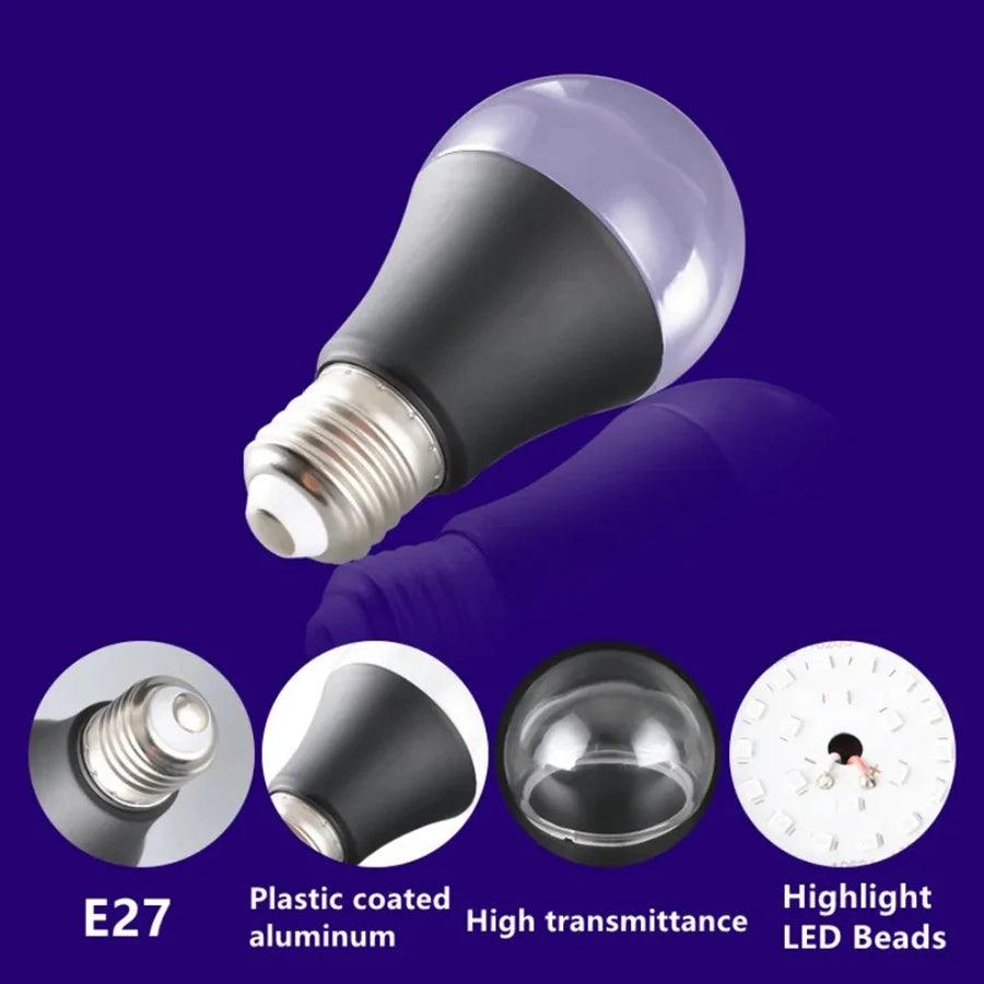 Ampoules LED Black Light A19 12W pour soirées à thème et décoration lumineuse