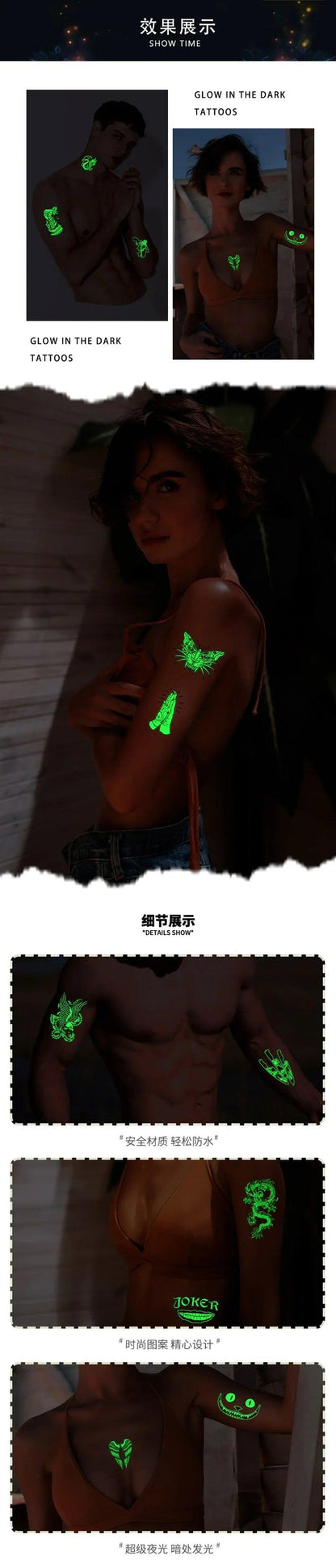 Tatouages Temporaires Fluorescents MicroJoy - Accessoires de Mode Lumineux