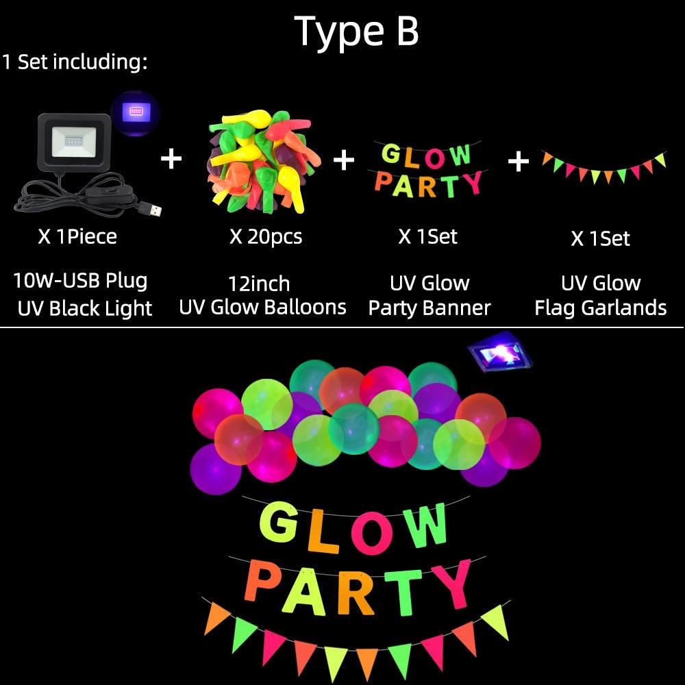 Ballons Réactifs UV pour Fêtes Fluorescentes - Variante