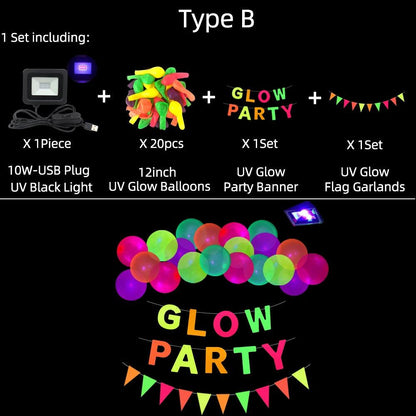 Ballons Réactifs UV pour Fêtes Fluorescentes - Variante