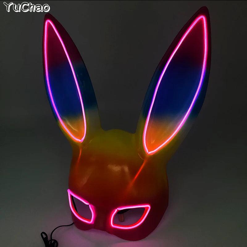 Masque de Fête Lumineux en Forme de Lapin - Accessoire de Mode Fluo Idéal pour Soirées à Thème