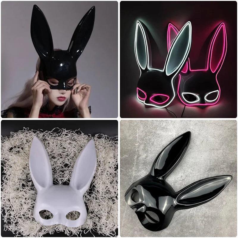 Masque de Fête Lumineux en Forme de Lapin - Accessoire de Mode Fluo Idéal pour Soirées à Thème