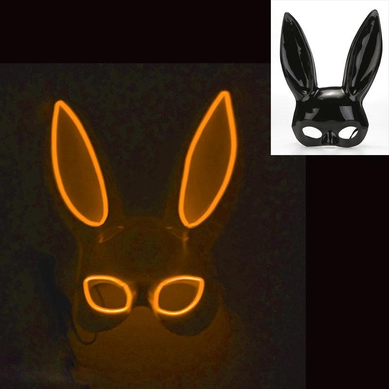 Masque de Fête Lumineux en Forme de Lapin - Accessoire de Mode Fluo Idéal pour Soirées à Thème - Variante