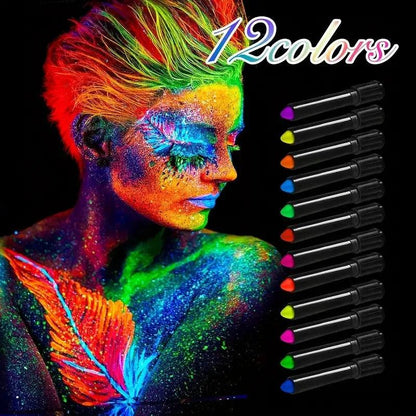 Crayons de Peinture pour le Visage UV Neon Glow Fluorescent - Pack de 12