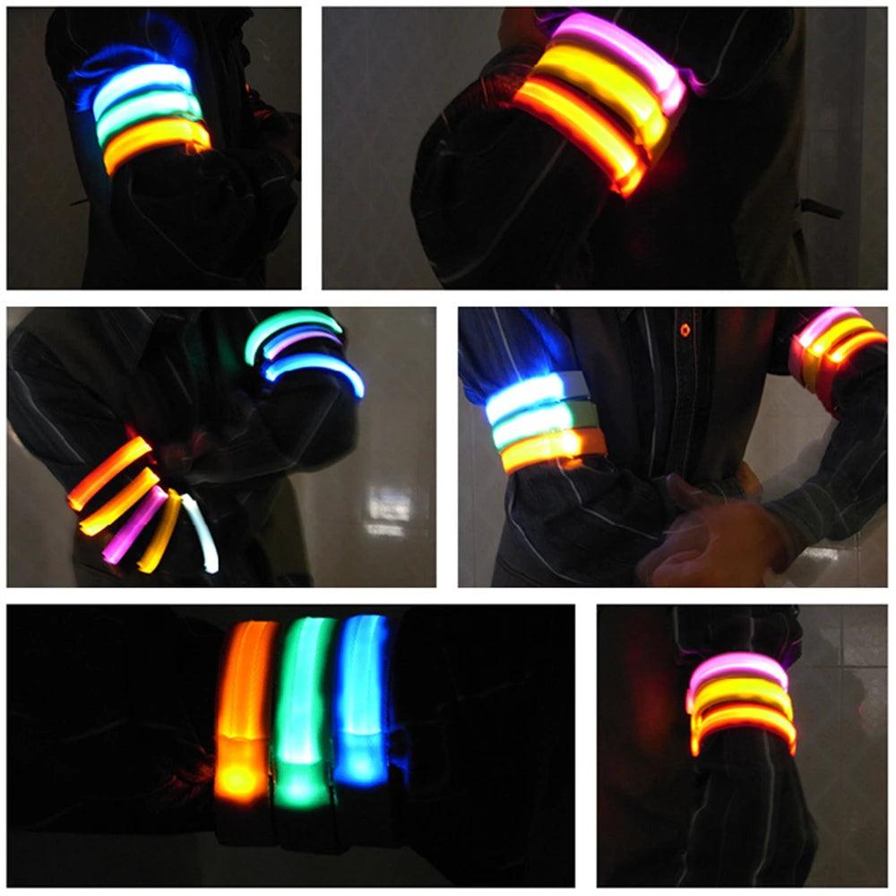 Bracelet de Course Lumineux LED à Charge USB avec Bande Réfléchissante