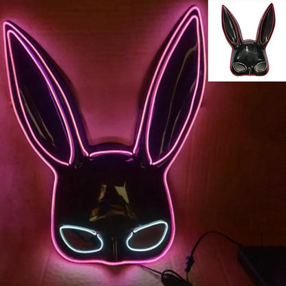 Masque de Fête Lumineux en Forme de Lapin - Accessoire de Mode Fluo Idéal pour Soirées à Thème - Variante