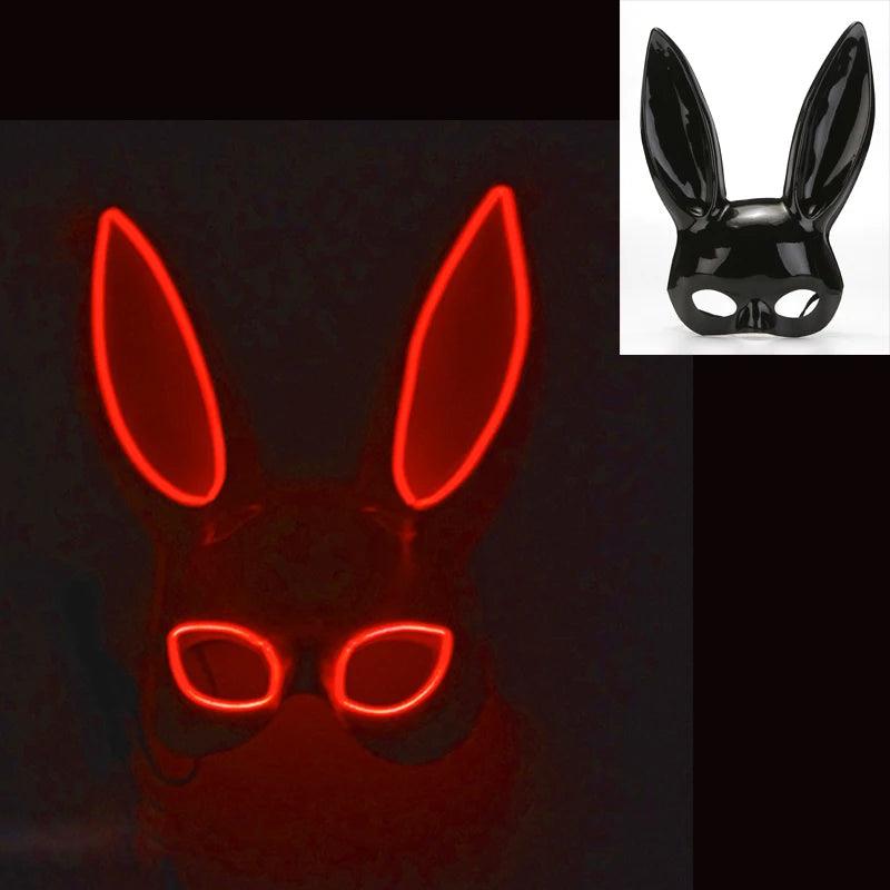 Masque de Fête Lumineux en Forme de Lapin - Accessoire de Mode Fluo Idéal pour Soirées à Thème - Variante