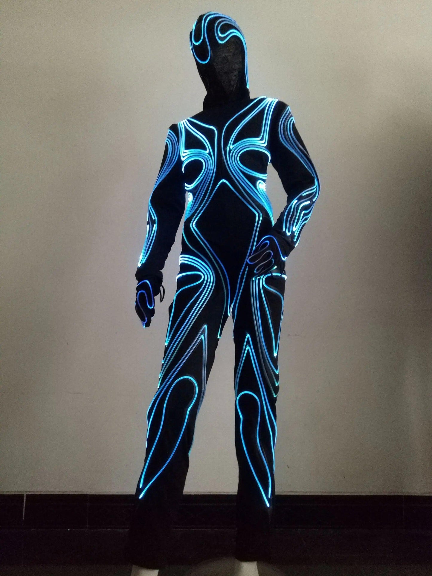 Costume de Danse Fluorescent avec Lumières LED et Fibres Optiques pour Hommes et Femmes