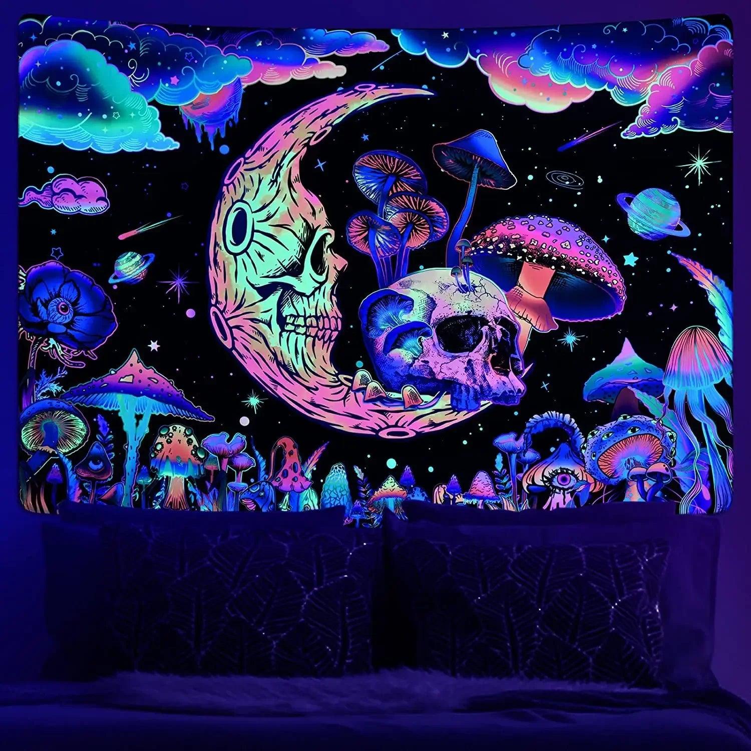 Tenture Murale Fluorescente Van Gogh Star Sky - Décoration Lumineuse pour Intérieur