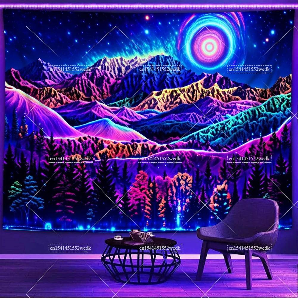 Tapisserie Noire Lumineuse Réactive aux UV pour Décoration Intérieure - Variante