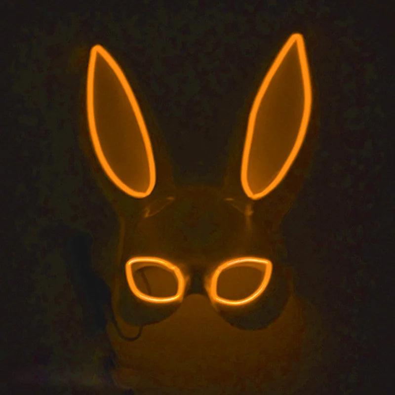 Masque de Fête Lumineux en Forme de Lapin - Accessoire de Mode Fluo Idéal pour Soirées à Thème