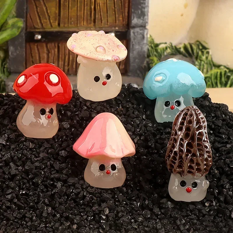 Mini champignons en résine pour décoration de maison ou jardin féerique - Paquet de 6