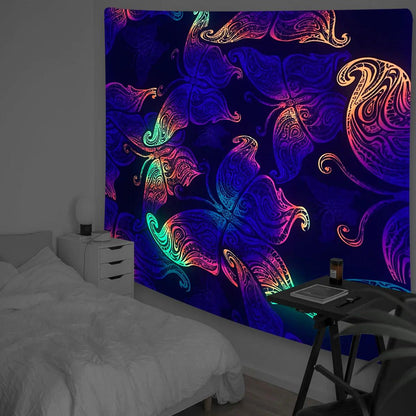 Tapisserie Fluorescente Inspirée de Van Gogh - Décoration Lumineuse et Artistique