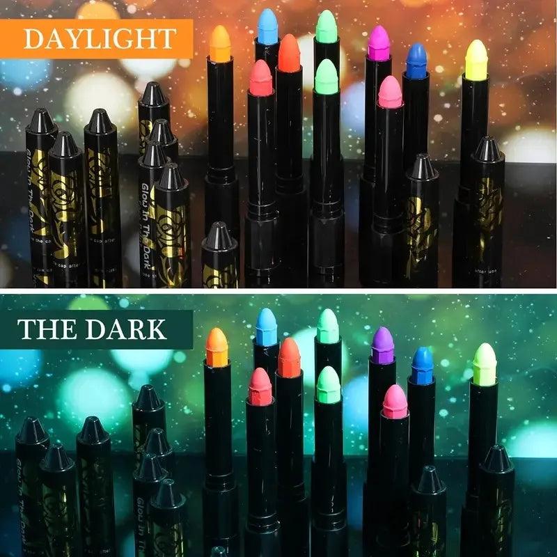 Crayons de Peinture pour le Visage UV Neon Glow Fluorescent - Pack de 12