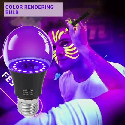 Ampoules LED Black Light A19 12W pour soirées à thème et décoration lumineuse