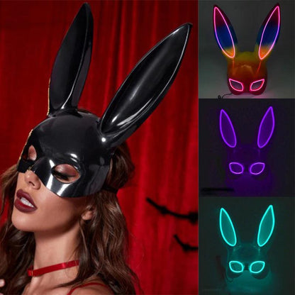 Masque de Fête Lumineux en Forme de Lapin - Accessoire de Mode Fluo Idéal pour Soirées à Thème