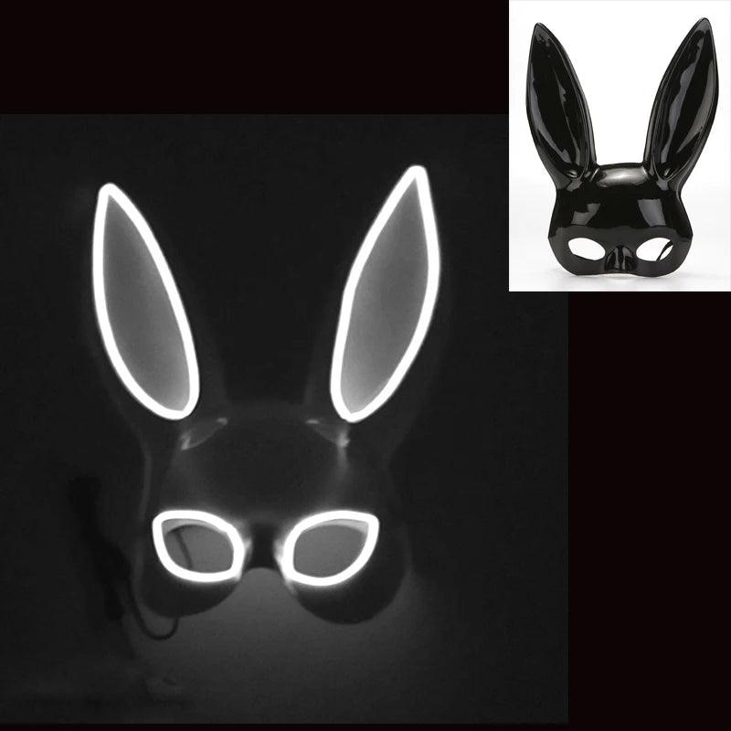 Masque de Fête Lumineux en Forme de Lapin - Accessoire de Mode Fluo Idéal pour Soirées à Thème - Variante