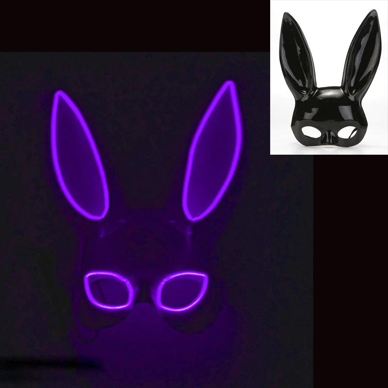 Masque de Fête Lumineux en Forme de Lapin - Accessoire de Mode Fluo Idéal pour Soirées à Thème - Variante