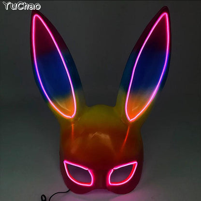 Masque de Fête Lumineux en Forme de Lapin - Accessoire de Mode Fluo Idéal pour Soirées à Thème