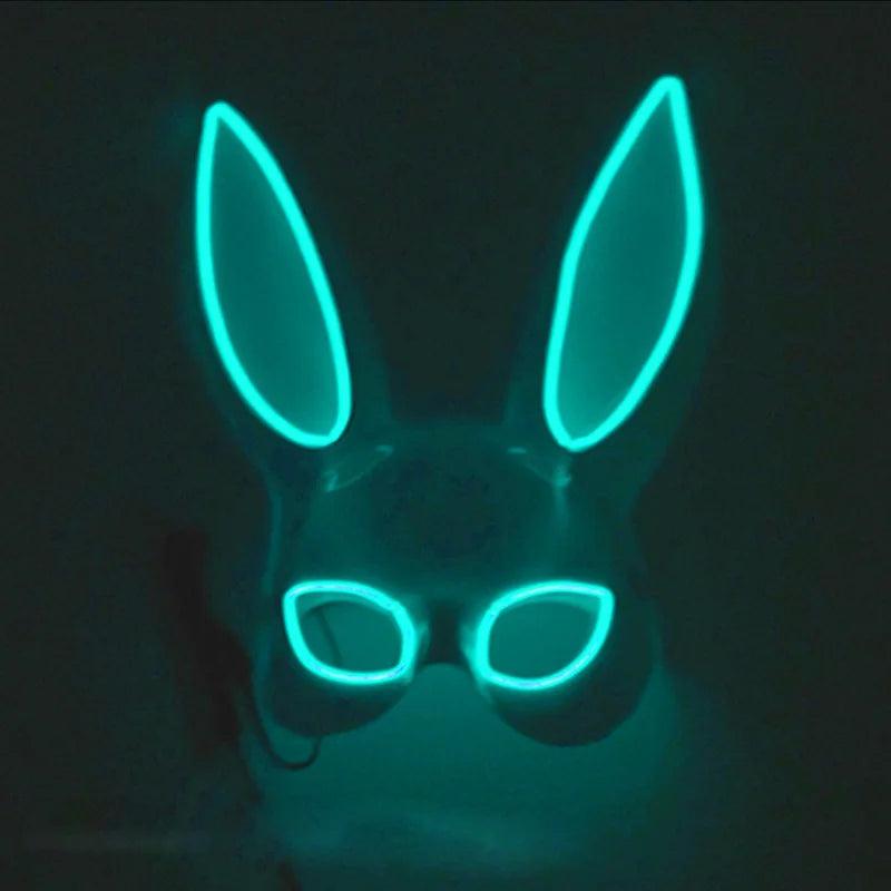 Masque de Fête Lumineux en Forme de Lapin - Accessoire de Mode Fluo Idéal pour Soirées à Thème