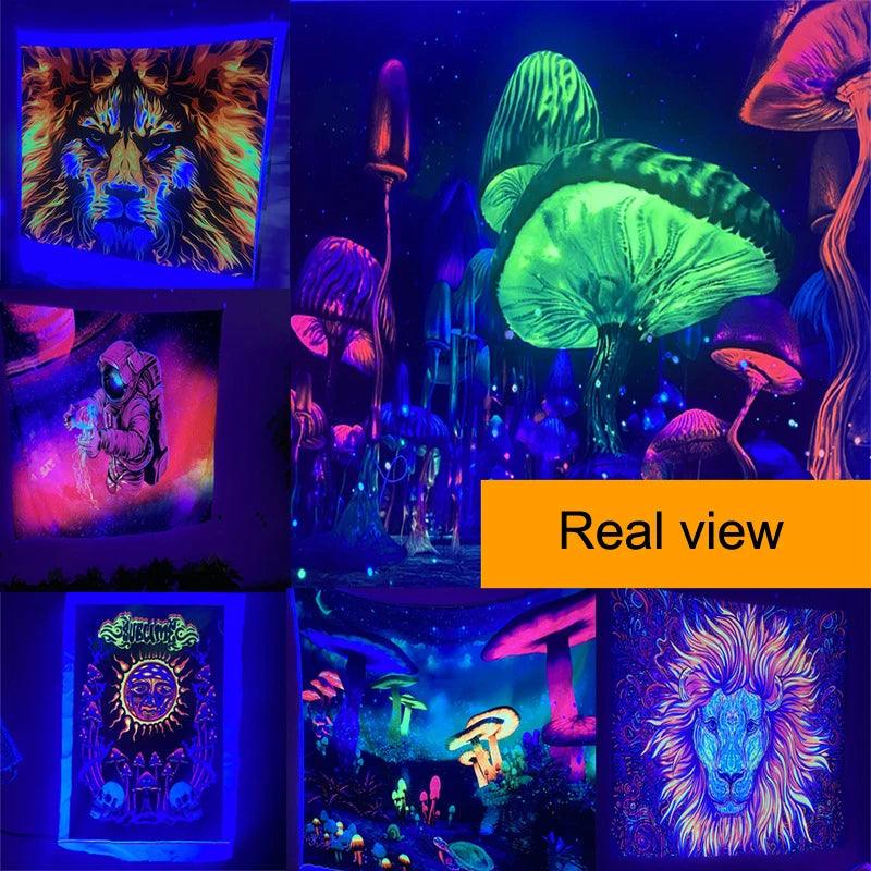 Tapisserie Fluorescente Inspirée de Van Gogh - Décoration Lumineuse et Artistique