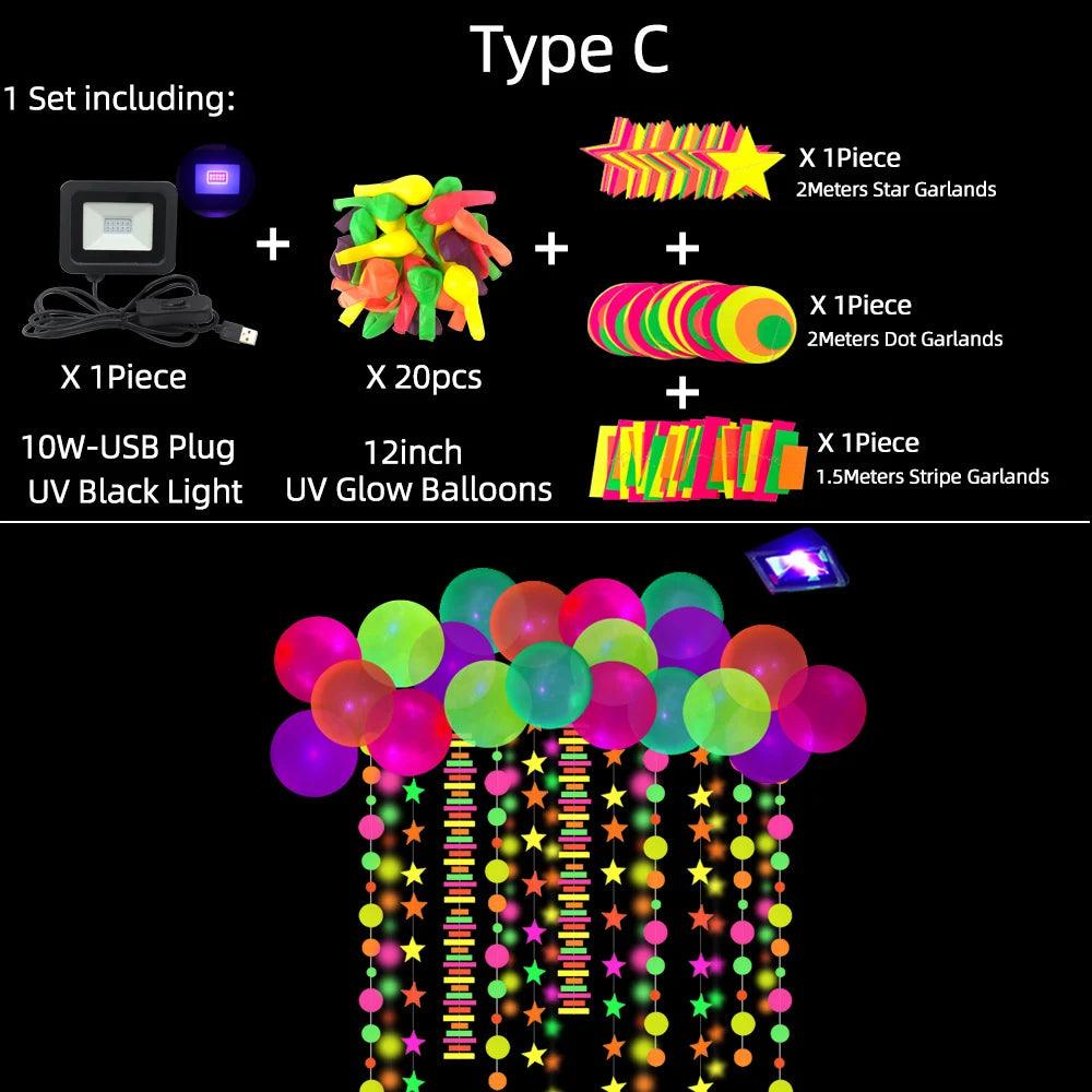 Ballons Réactifs UV pour Fêtes Fluorescentes - Variante