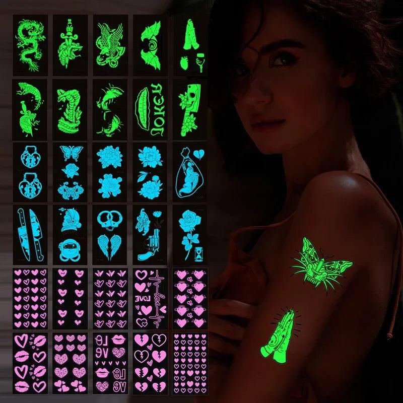 Tatouages Temporaires Fluorescents MicroJoy - Accessoires de Mode Lumineux