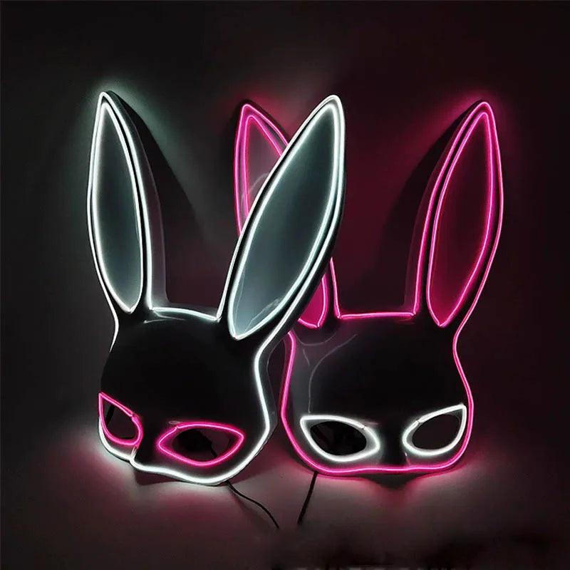 Masque de Fête Lumineux en Forme de Lapin - Accessoire de Mode Fluo Idéal pour Soirées à Thème