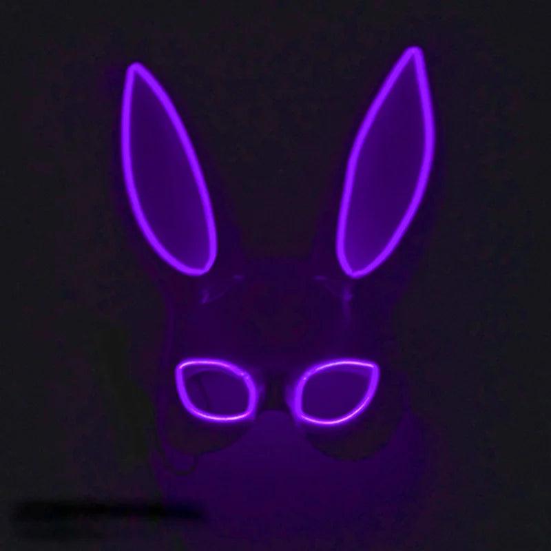 Masque de Fête Lumineux en Forme de Lapin - Accessoire de Mode Fluo Idéal pour Soirées à Thème