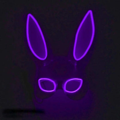 Masque de Fête Lumineux en Forme de Lapin - Accessoire de Mode Fluo Idéal pour Soirées à Thème