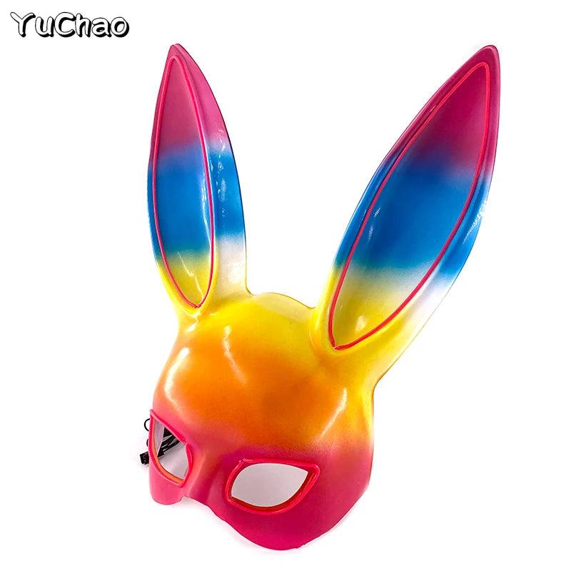 Masque de Fête Lumineux en Forme de Lapin - Accessoire de Mode Fluo Idéal pour Soirées à Thème