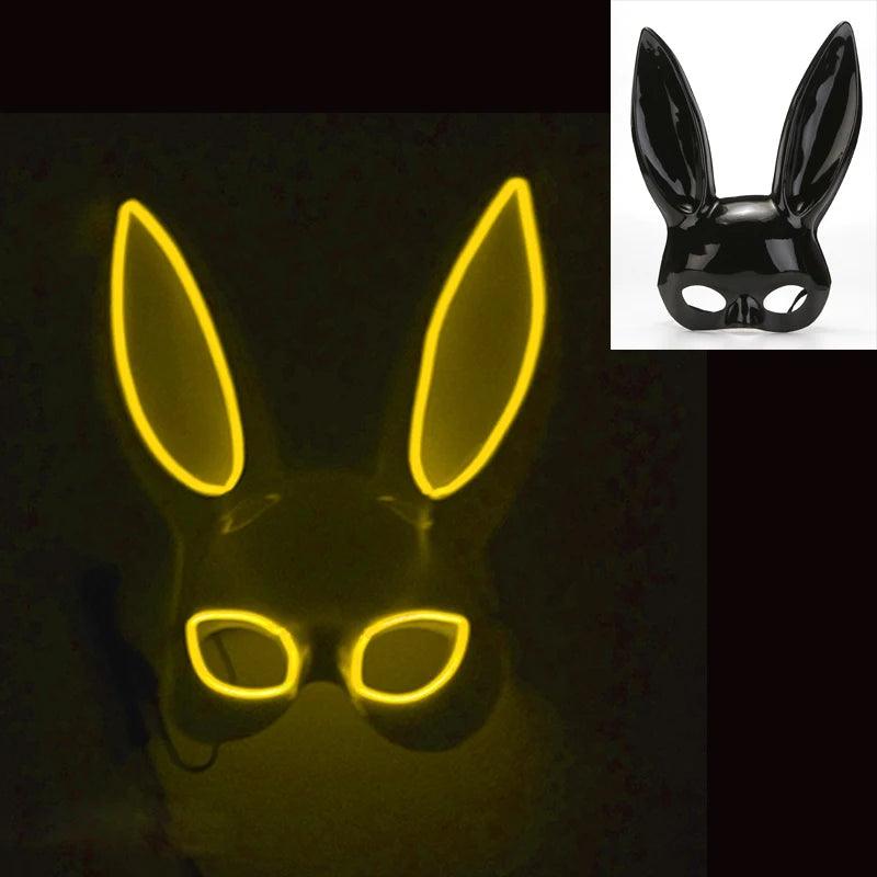 Masque de Fête Lumineux en Forme de Lapin - Accessoire de Mode Fluo Idéal pour Soirées à Thème - Variante