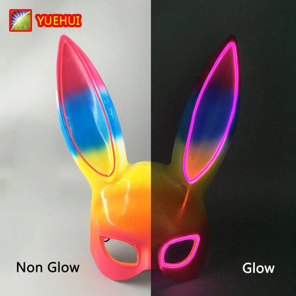 Masque de Fête Lumineux en Forme de Lapin - Accessoire de Mode Fluo Idéal pour Soirées à Thème