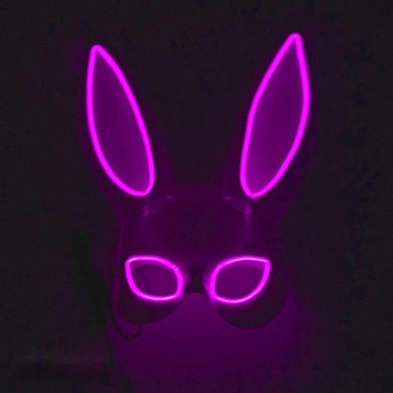 Masque de Fête Lumineux en Forme de Lapin - Accessoire de Mode Fluo Idéal pour Soirées à Thème