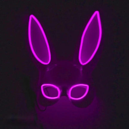 Masque de Fête Lumineux en Forme de Lapin - Accessoire de Mode Fluo Idéal pour Soirées à Thème