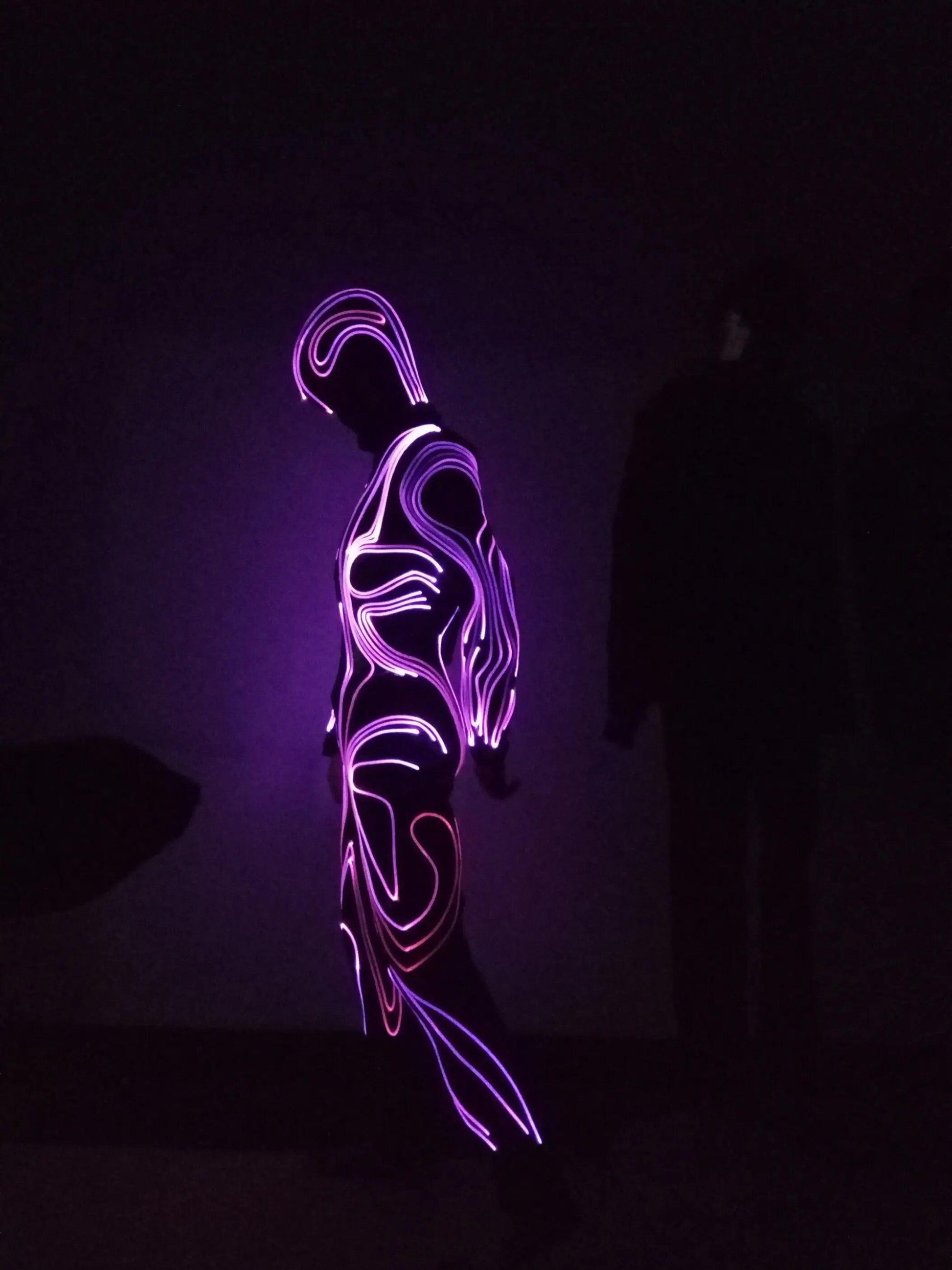 Costume de Danse Fluorescent avec Lumières LED et Fibres Optiques pour Hommes et Femmes