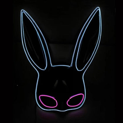 Masque de Fête Lumineux en Forme de Lapin - Accessoire de Mode Fluo Idéal pour Soirées à Thème