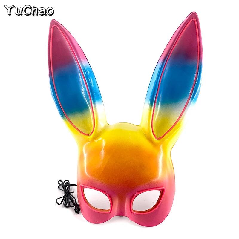 Masque de Fête Lumineux en Forme de Lapin - Accessoire de Mode Fluo Idéal pour Soirées à Thème