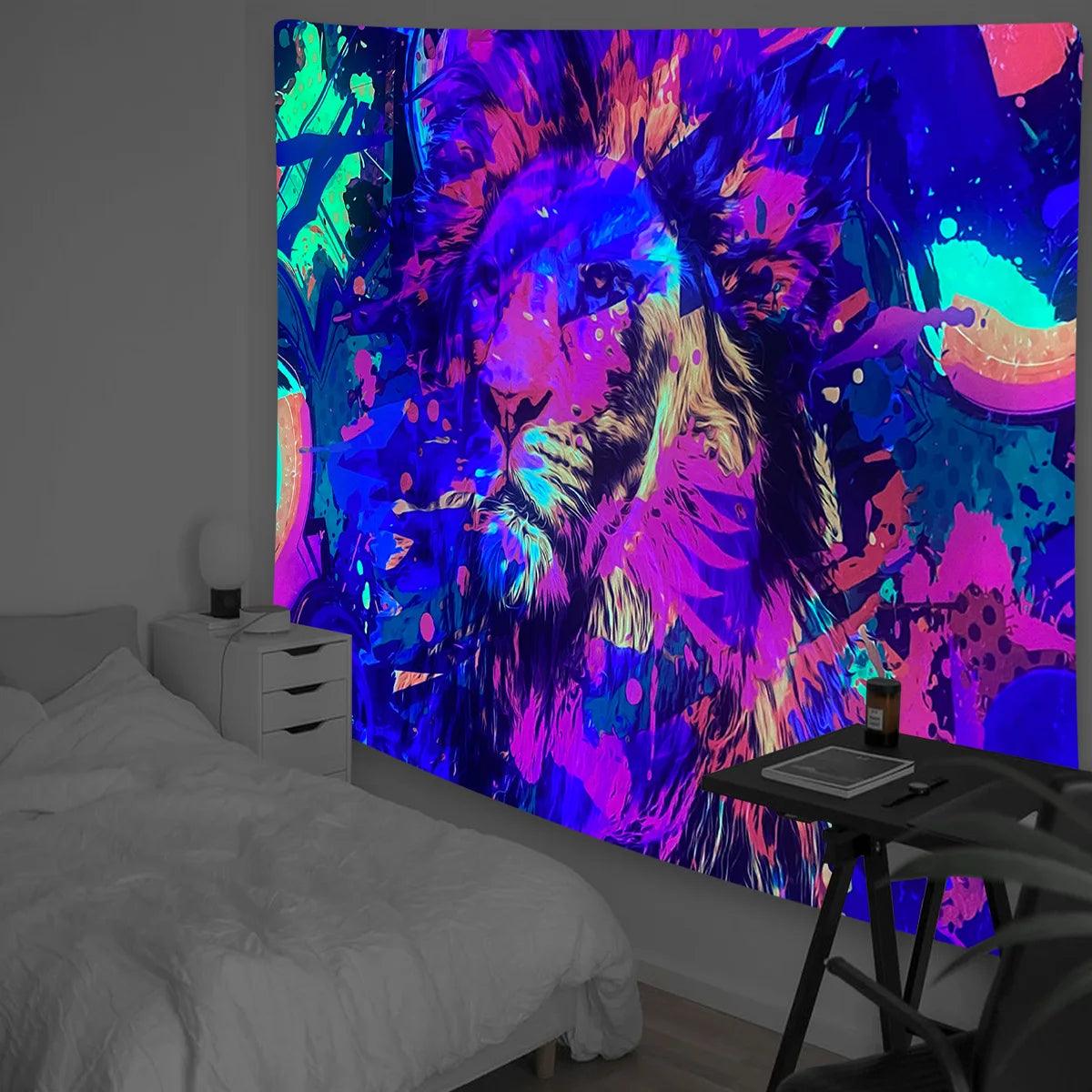 Tapisserie Fluorescente Inspirée de Van Gogh - Décoration Lumineuse et Artistique